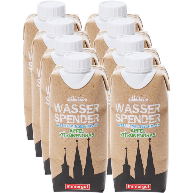 Immergut Wasserspender Apfel Zitronengras, 8er Pack