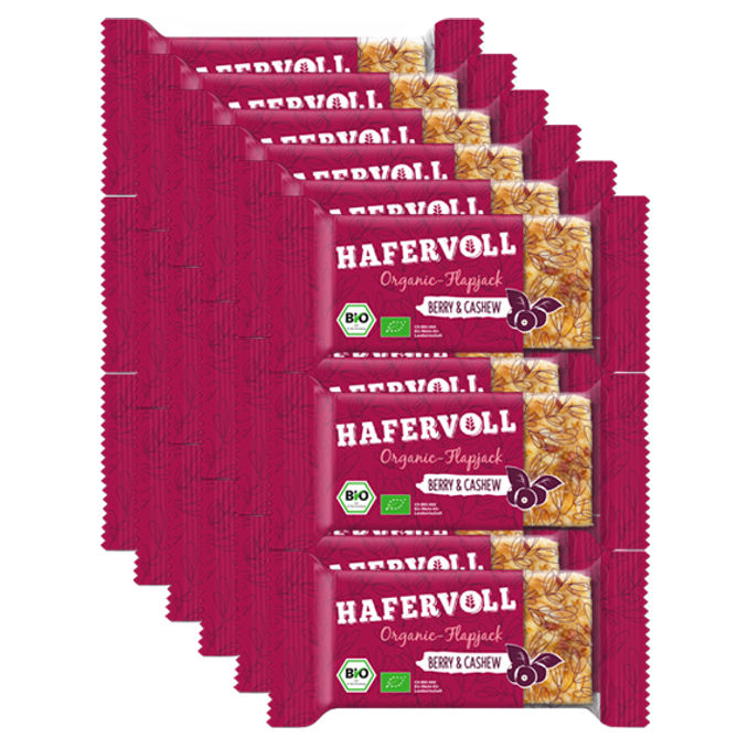 HAFERVOLL BIO Haferriegel, Beeren und Cashewkerne, 18er Pack