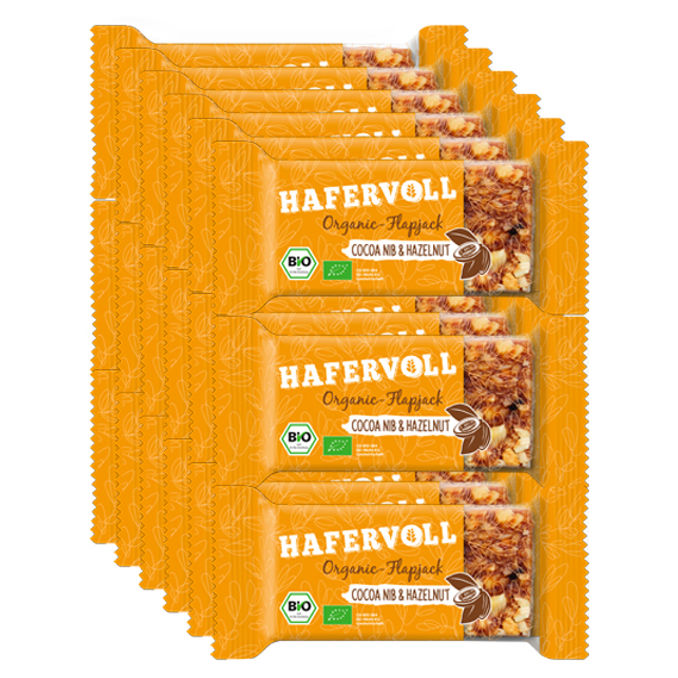 HAFERVOLL BIO Haferriegel mit Kakaobohnen & Haselnuss, 18er Pack