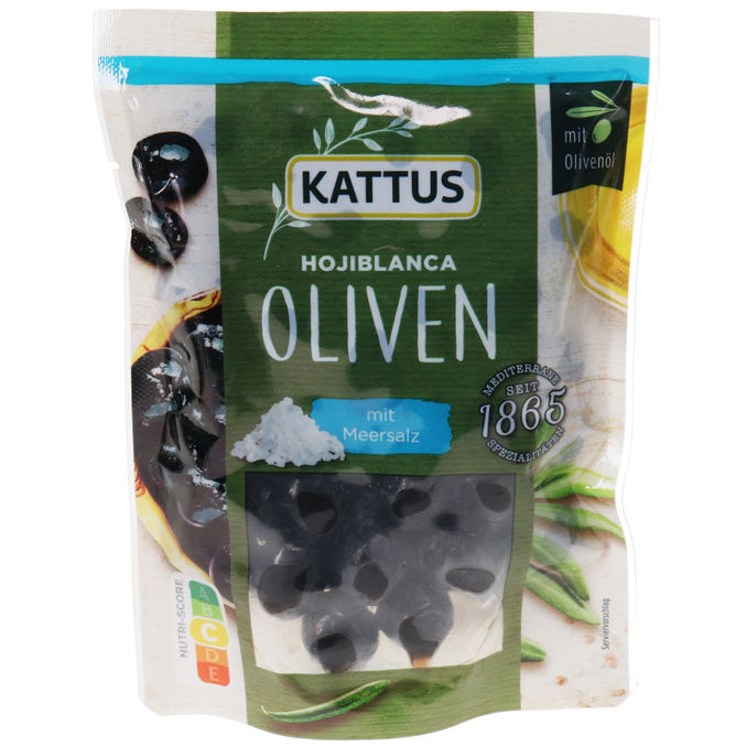 Kattus Schwarze Oliven mit Meersalz