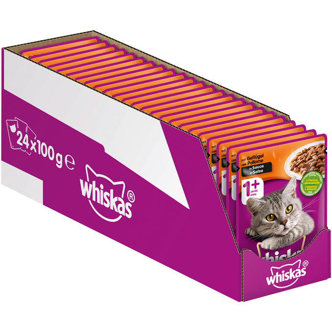 Whiskas Nassfutter für Katzen mit Geflügel, 24er Pack