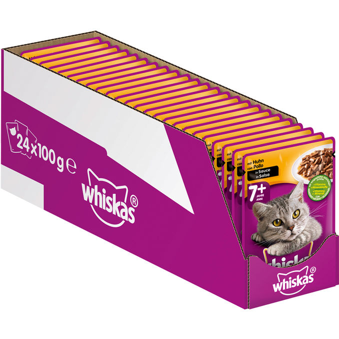 Whiskas Nassfutter für Katzen mit Huhn, 24er Pack (Senior)