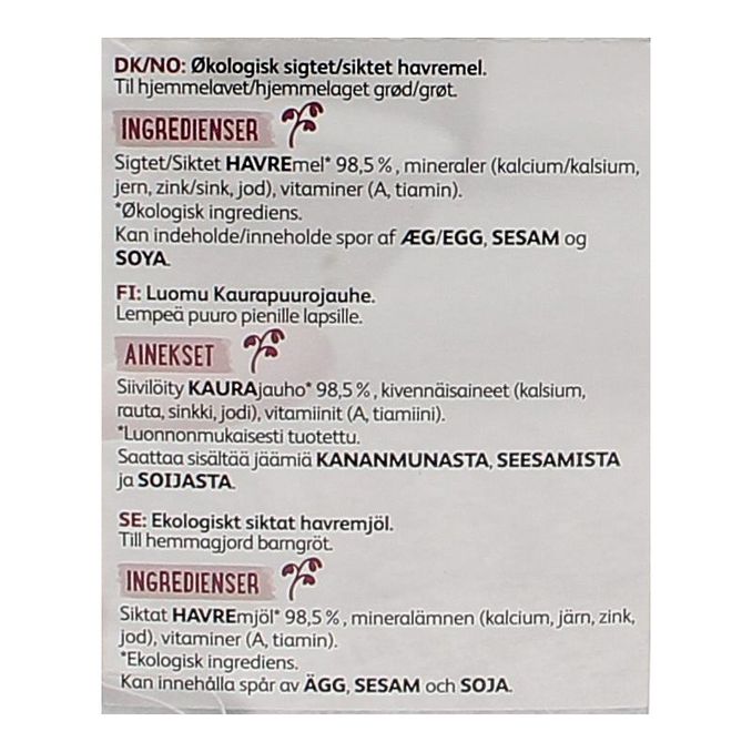 Semper Grötmjöl Mild Havre Eko
