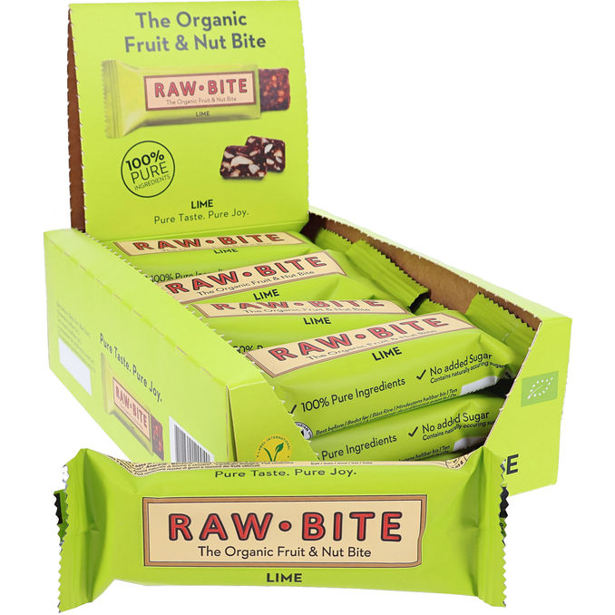 Rawbites Frukt & Nötbar Lime 12-pack