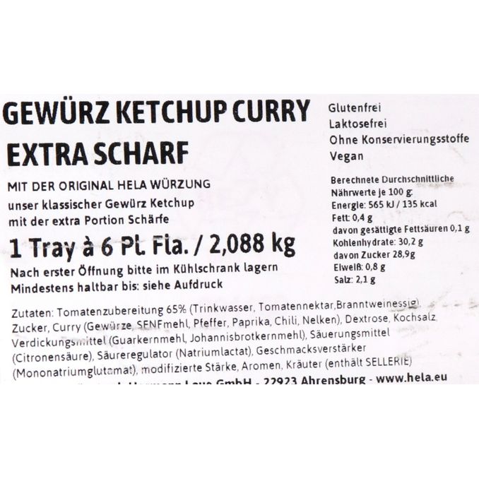 Curry Ketchup Extra Scharf, 6er Pack, 6x 300ml von Hela Motatos