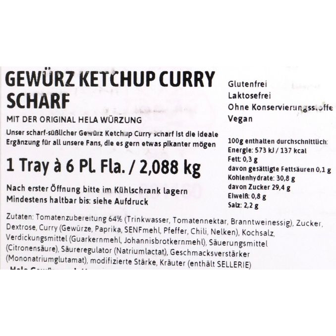Zutaten & Nährwerte: Original Curry Ketchup Scharf, 6er Pack