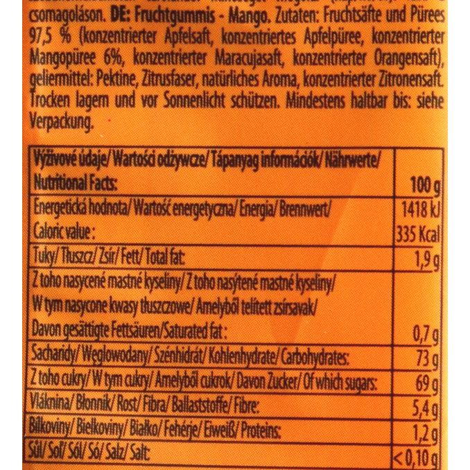 Zutaten & Nährwerte: Fruchtgummis Mango, 20er Pack