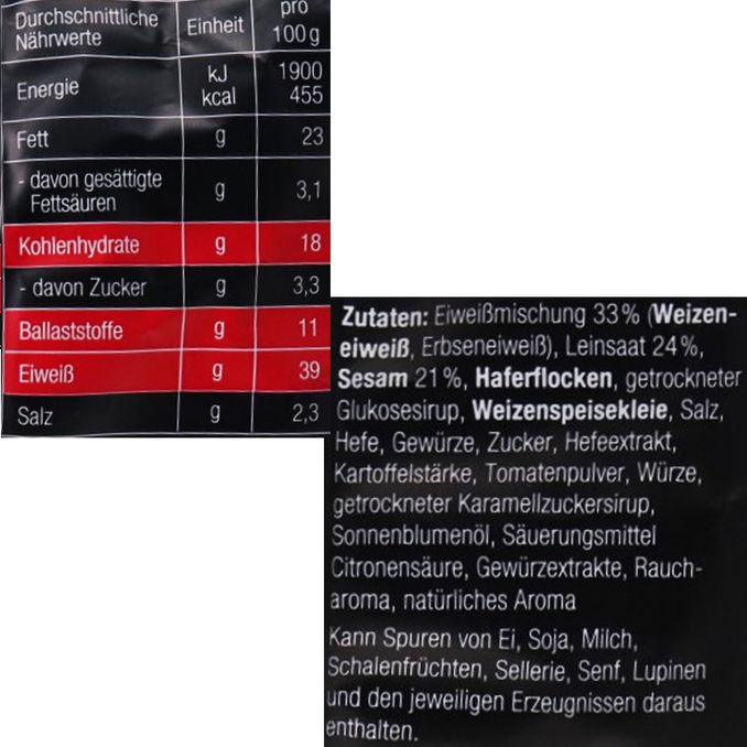 Zutaten & Nährwerte: Protein Cracker BBQ