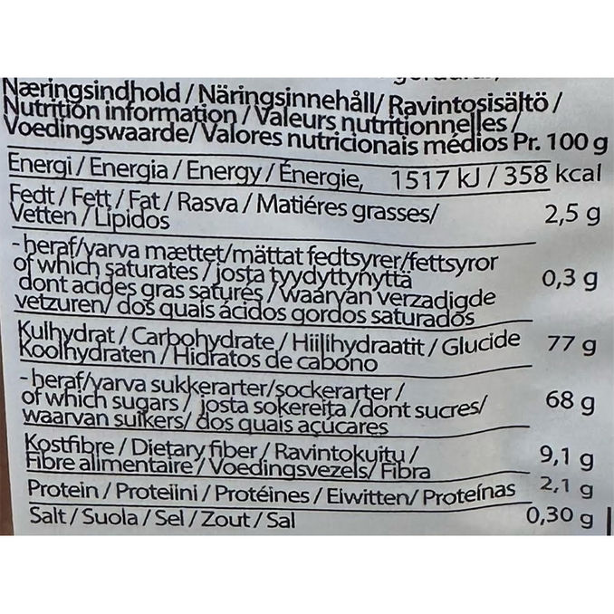 Tuotteen ravintosisältö: Salmiakkitaatelit