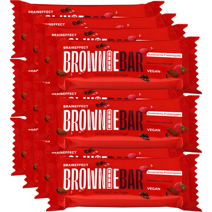Braineffect Brownie Bar Himbeere-Mandel, 12er Pack