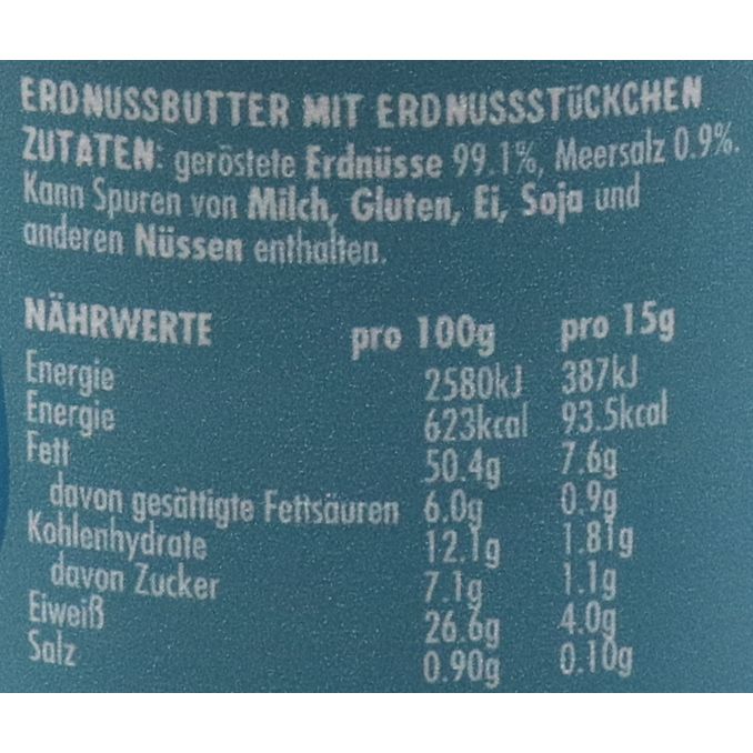Zutaten & Nährwerte: Erdnussbutter Original Roast Crunchy