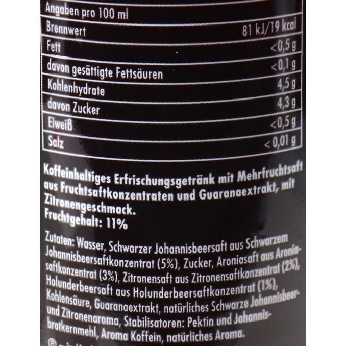 Zutaten & Nährwerte: Die Limo Leicht Dark Berries-Zitrone, 6er Pack (EINWEG) zzgl. Pfand