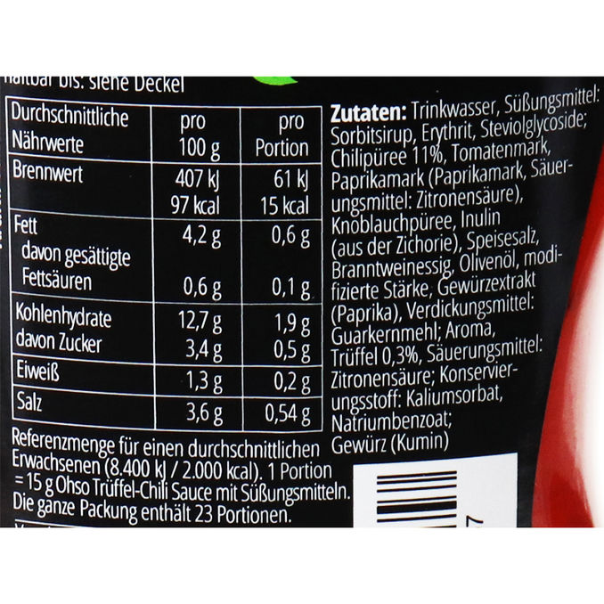 Zutaten & Nährwerte: Trüffel-Chili Sauce