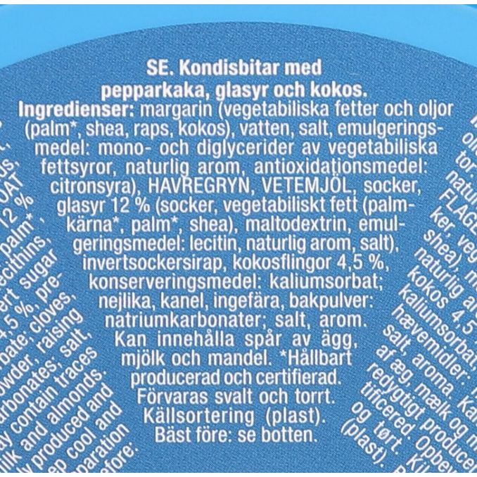 Näringsinnehåll Snöboll Pepparkaka Kokos