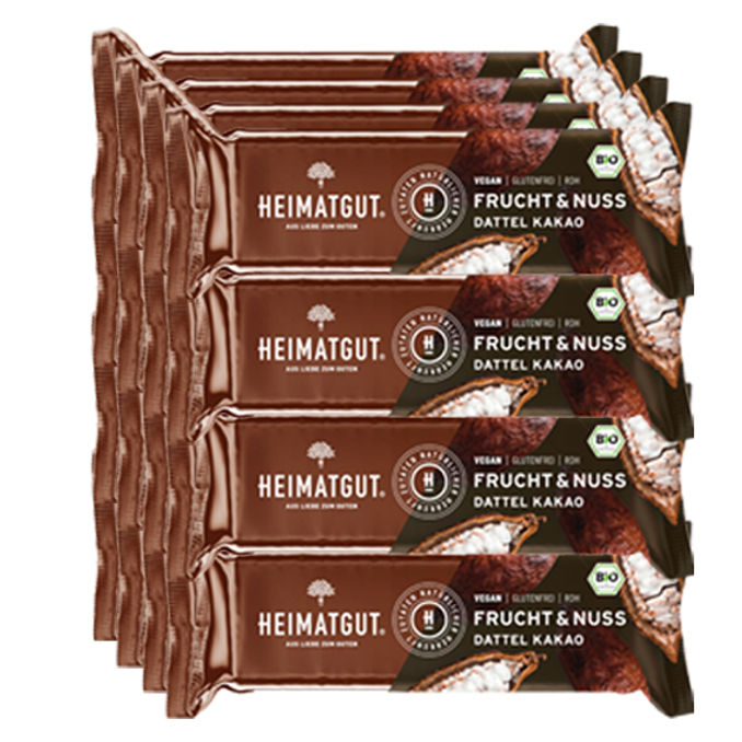 Heimatgut BIO Frucht & Nuss Riegel Dattel & Kakao, 16er Pack