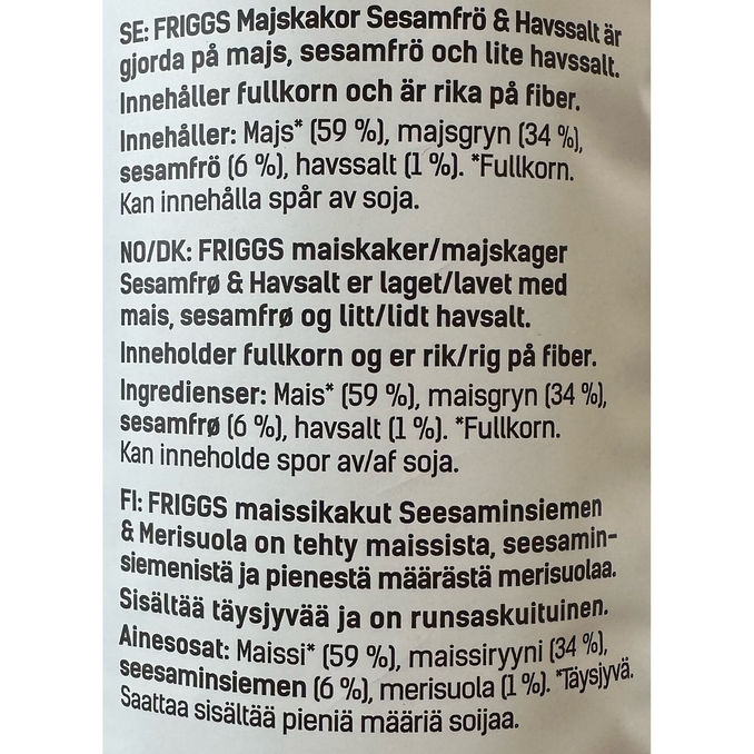 Friggs Maissikakut Seesaminsiemen & Merisuola 12-pack