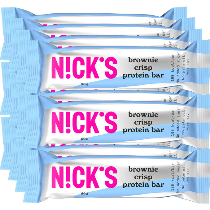 Nick's Proteinriegel Brownie & Crisp, 12er Pack