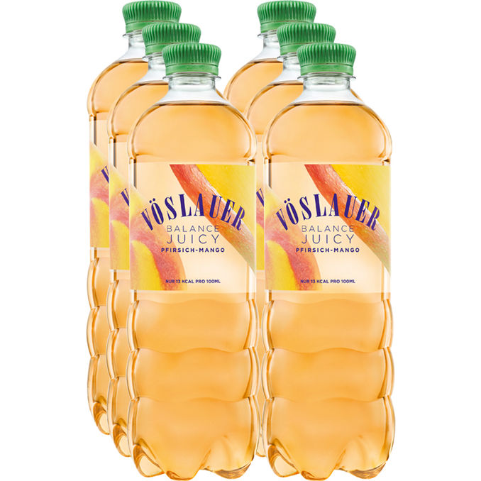 Vöslauer Pfirsich & Mango Wasser, 6er Pack (EINWEG) zzgl. Pfand