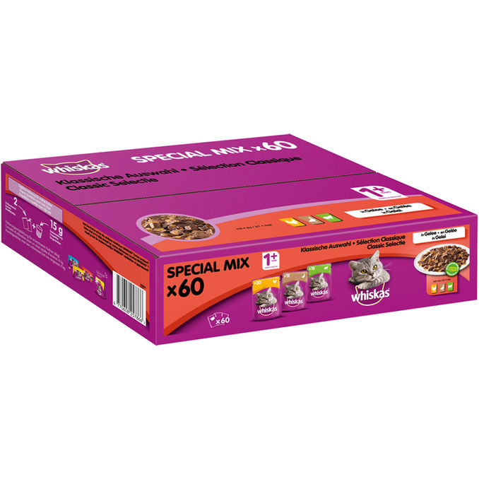 Whiskas Nassfutter für Katzen mit Huhn, Lamm & Ente, 60er Pack