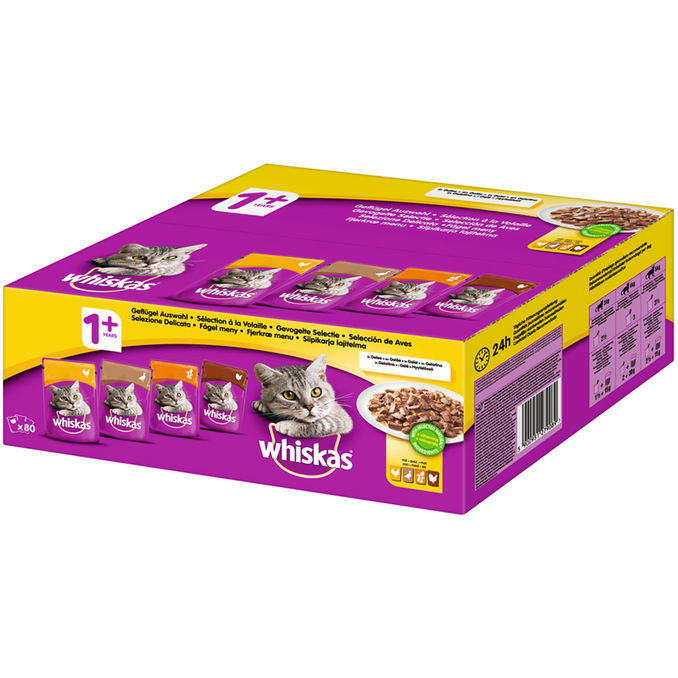 Whiskas Nassfutter für Katzen mit Geflügel, 80er Pack
