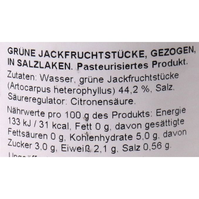 Quality Food Grüne Jackfruchtstücke, gezogen, in Salzlaken