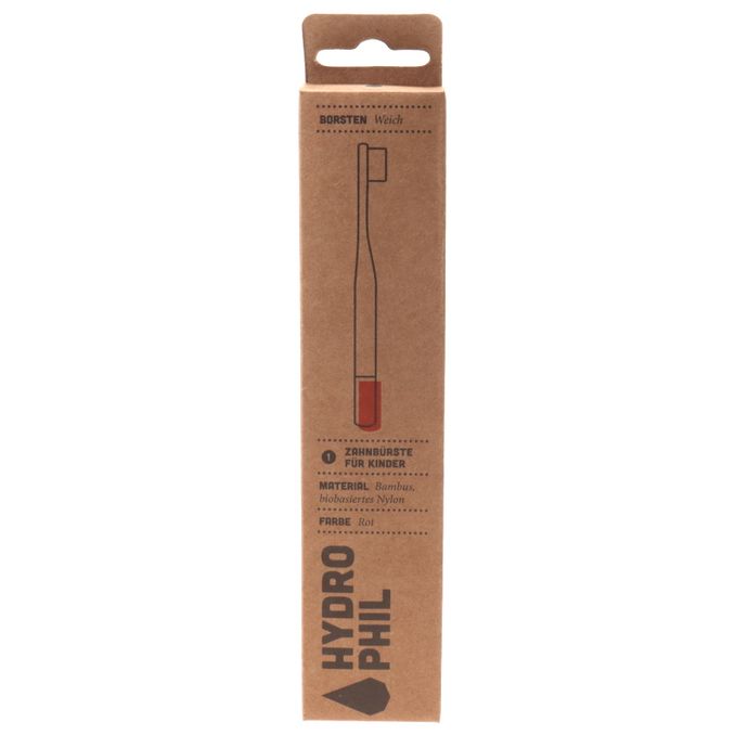 hydrophil Bambuszahnbürste für Kinder Rot