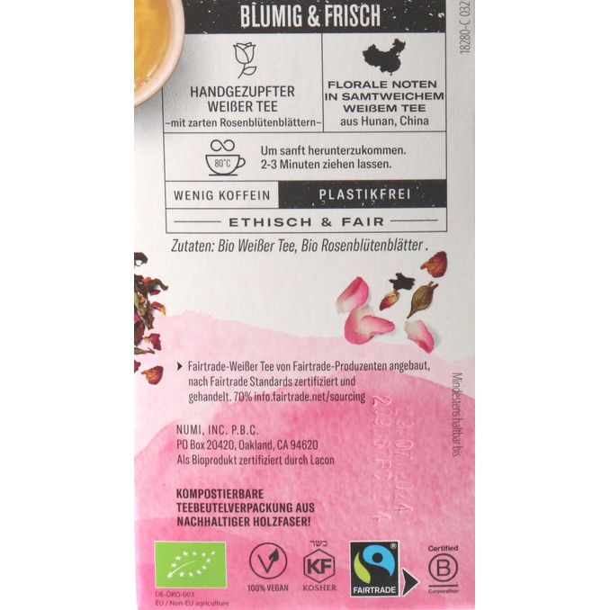 Zutaten & Nährwerte: BIO Weißer Tee & Rosenblütenblätter