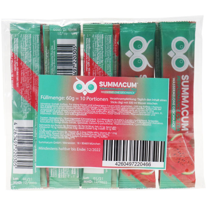 Ice Tea Wassermelone & Koffein, 10er Pack, 10x 6g von SUMMACUM® Motatos