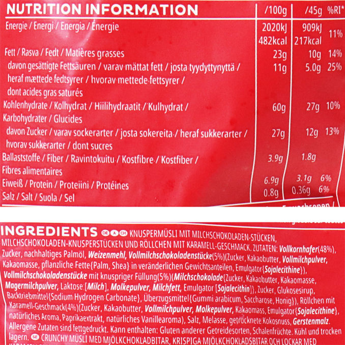 Zutaten & Nährwerte: Knuspermüsli mit Schokolade