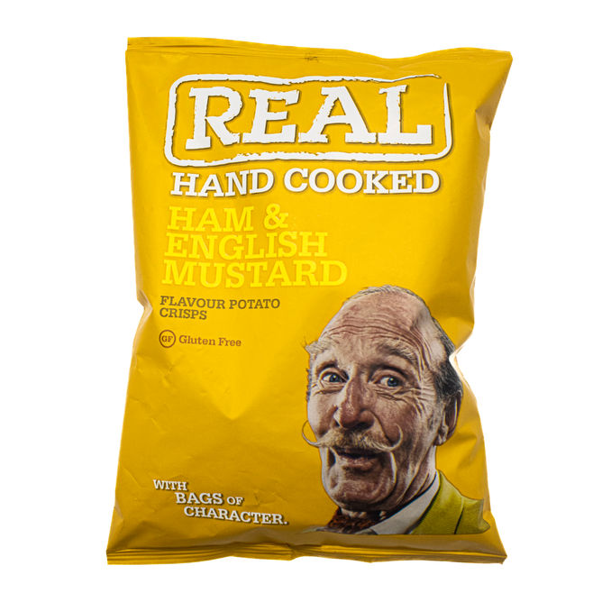 Real Handcooked Crisps Ham & Mustard 150g, 150g from Real | Motatos