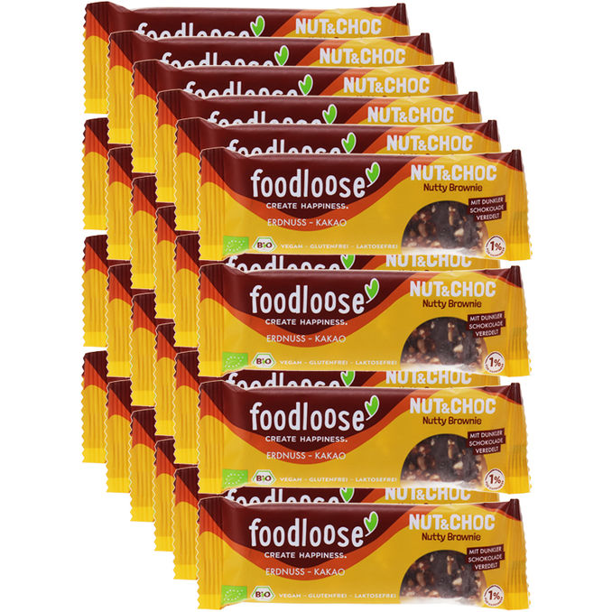 foodloose BIO Riegel Nut&Choc Nutty Brownie, 24er Pack