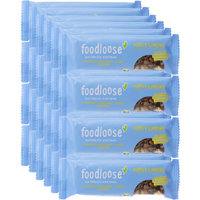 foodloose BIO Nussriegel Poppy Limona, 24er Pack