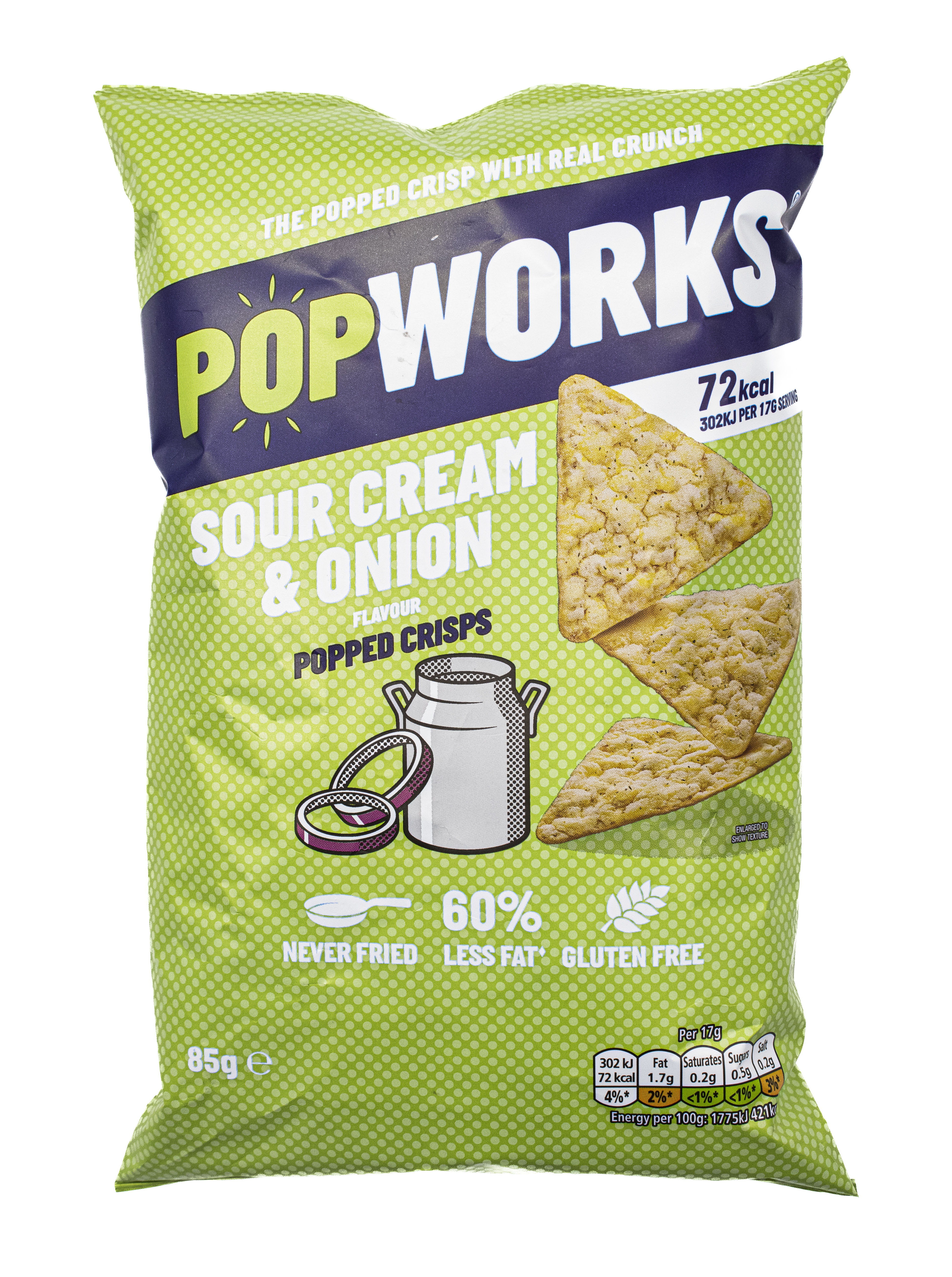 Popworks Sour Cream & Onion Popped Crisps Sharing Bag 85g, 85g From ...