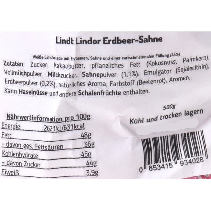 Lindt Lindor Erdbeer-Sahne