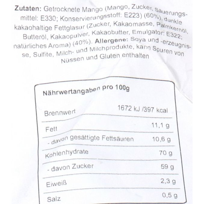 Exotic Foods Getrocknete Mango mit dunkler Schokoladenglasur