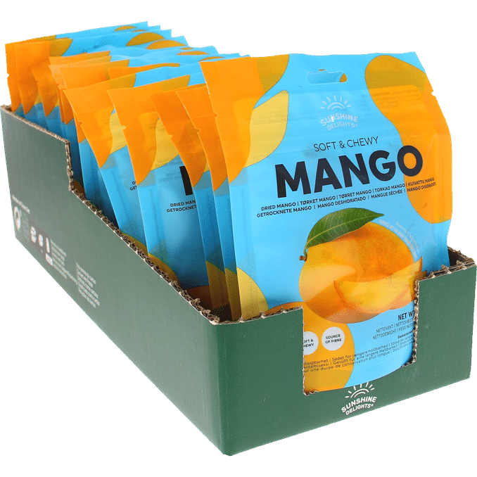 Läs mer om Sunshine Delights Torkad Mango Snacks 16-pack