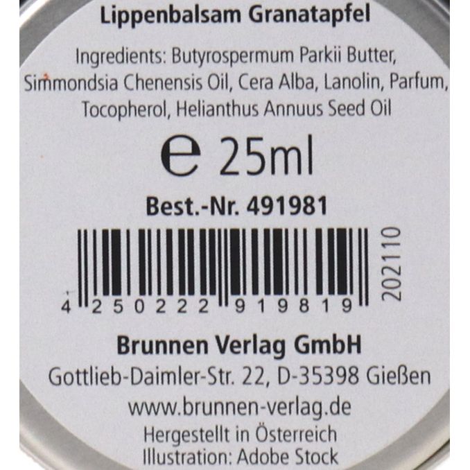 Zutaten & Nährwerte: Lippenbalsam Granatapfel