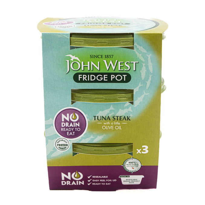 John West No Drain Tuna Steaks In Olive Oil Pots 3 x 110g, 3x110g from
