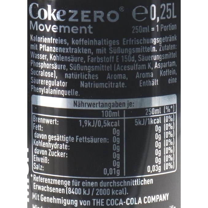 Coca-Cola Zero Move, 24er Pack (EINWEG) zzgl. Pfand