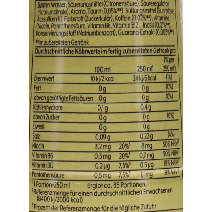 Zutaten & Nährwerte: Getränkesirup Rockstar Original ohne Zucker