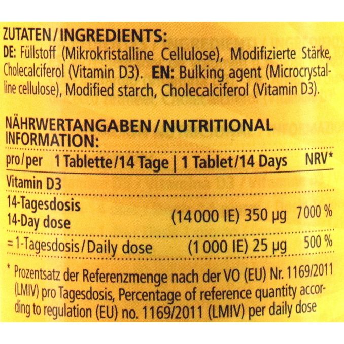 Zutaten & Nährwerte: Vitamin D3 Tabletten, Depot 14.000