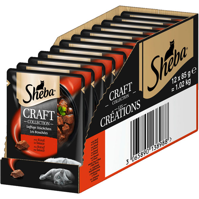 Sheba Nassfutter für Katzen mit Rind, 12er Pack
