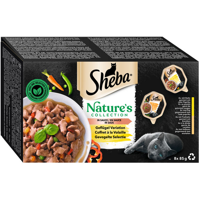 Sheba Nassfutter für Katzen mit Geflügel Variationen, 8er Pack