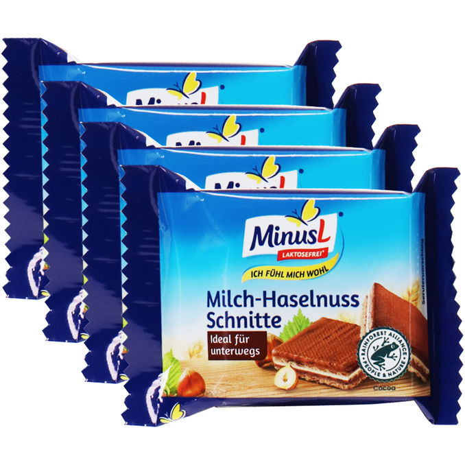 MinusL Milch-Haselnuss-Schnitte, 4er Pack