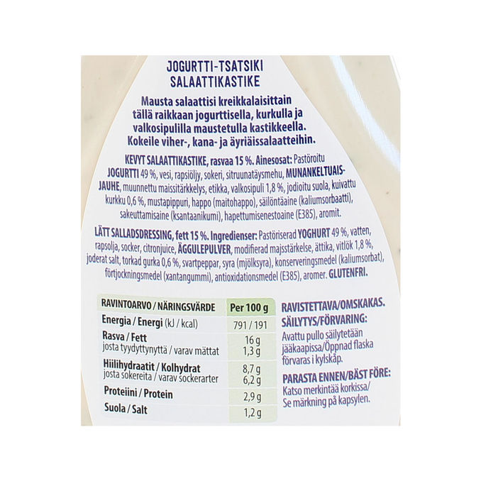 Felix Salaattikastike Kevyt Jogurtti Tsatsiki