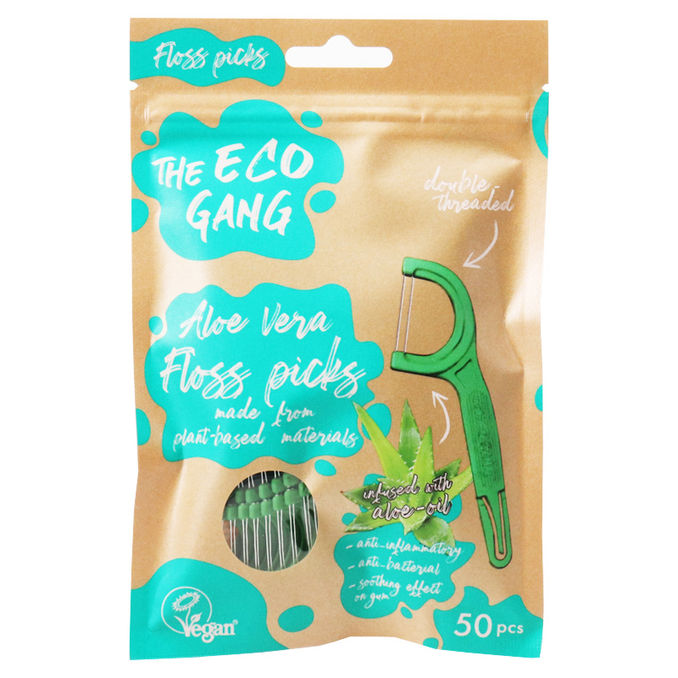 The Eco Gang Hammaslankaimet Floss Picks Aloe Vera 50-pack