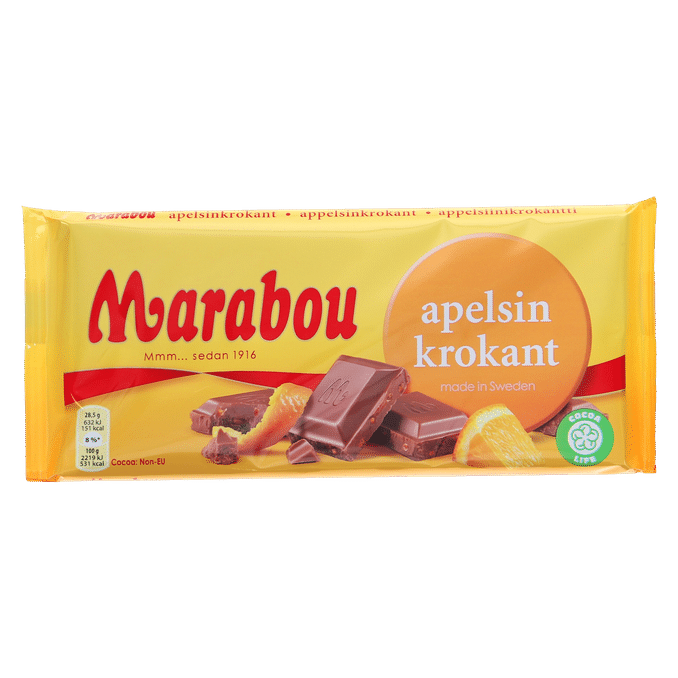 Marabou 3 x Mjölkchoklad Apelsinkrokant
