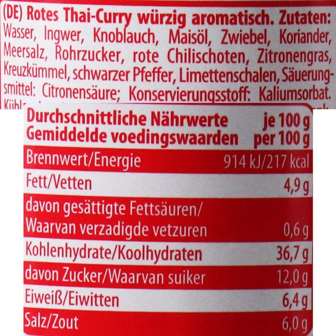 Zutaten & Nährwerte: Rote Curry Paste