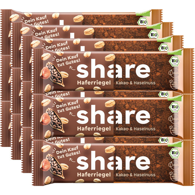Share BIO Haferriegel Kakao & Haselnuss, 12er Pack