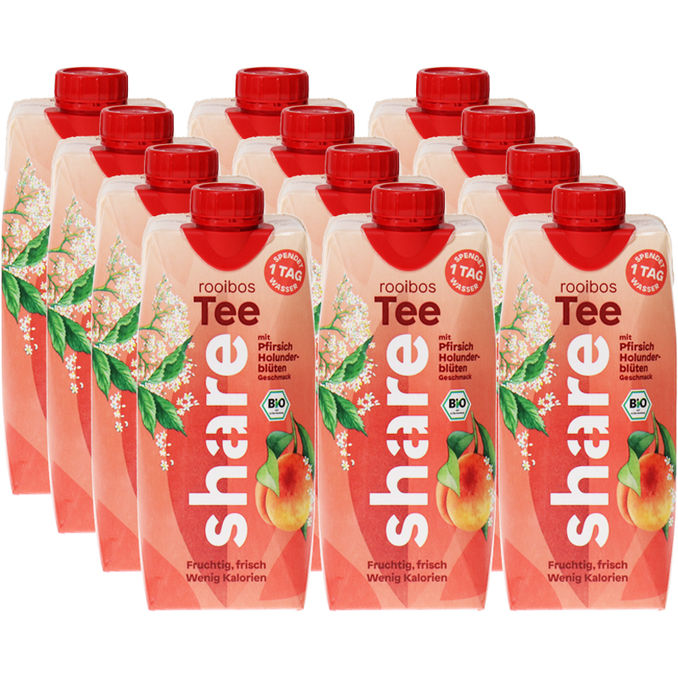 Share BIO Rooibos Tee Pfirsich Holunderblüte, 12er Pack